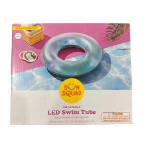 Inflatable LED Blue Swim Tube With Shake-Activated Lights 36-Inch Diameter Sun S